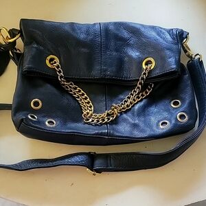 ROUGH‎ ROSES BLACK LEATHER CROSSBODY HANDBAG